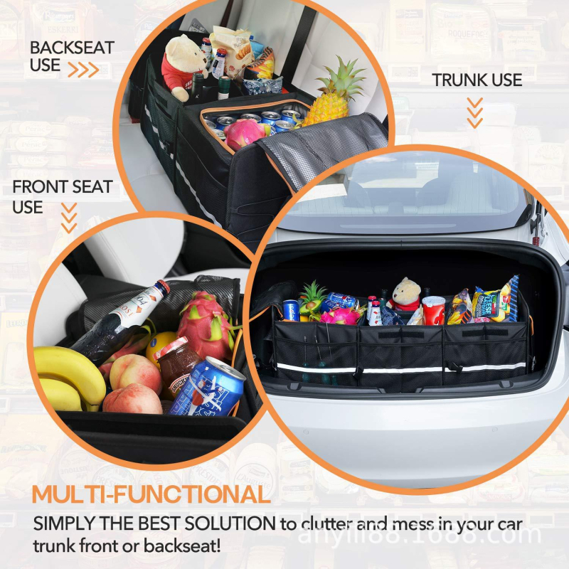 Κουτί αποθήκευσης πορτμπαγκάζ αυτοκινήτου, διπλούμενο, ύφασμα Oxford, αδιάβροχο, μονωμένο, με λαβή