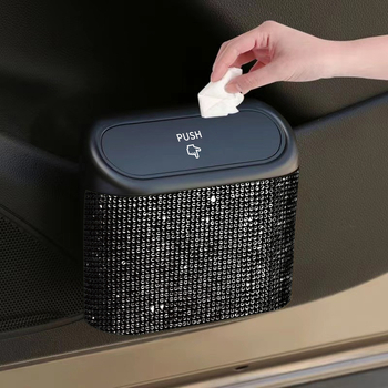 Gyémánt-díszítésű mini autó-kuka oldalsó ajtóra akasztható tárolóval (anyag: műanyag; méret: mini; kettős használat)