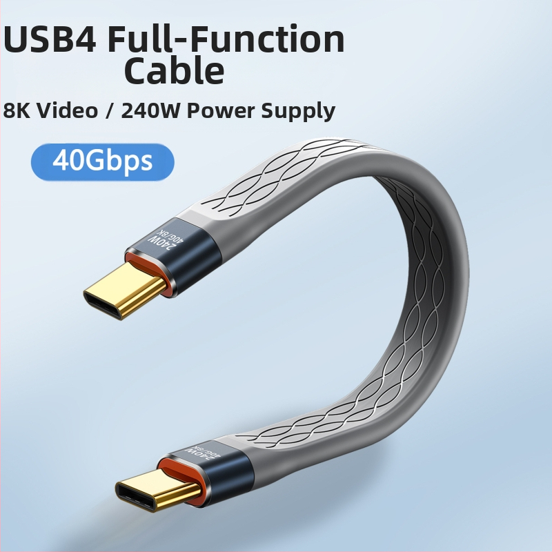 USB4 USB-C кабел за данни, с едно гнездо, бързо зареждане, 40Gbps, TPE материал (40Gbps, USB-C, едно гнездо, бързо зареждане, TPE)
