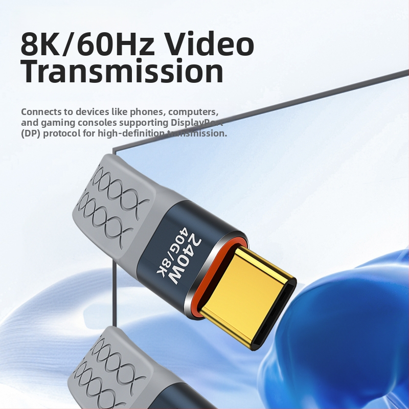 USB4 USB-C кабел за данни, с едно гнездо, бързо зареждане, 40Gbps, TPE материал (40Gbps, USB-C, едно гнездо, бързо зареждане, TPE)