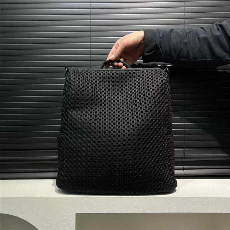 Unisex mrežasti ruksak velike kapacitete, gradski minimalistički stil, najlon materijal, zatvaranje pomoću zatvarača, unutarnja džep sa zatvaračem