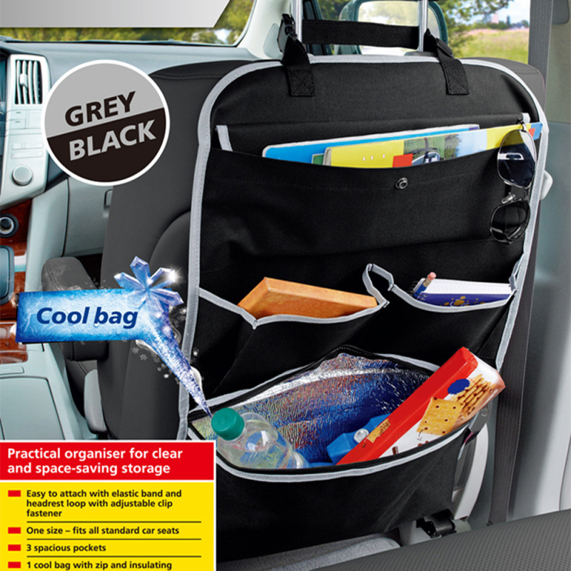 Automobilio galinės sėdynės organizatorius su izoliacija, Oxford audinys, universalus suderinamumas, galimybė logotipo spausdinimui