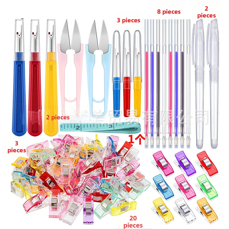 Set šivaćih alata: veliki i mali nož za uklanjanje niti, punjenje visoke temperature, U-oblik škarice, plastični klip za šivanje, mjerač