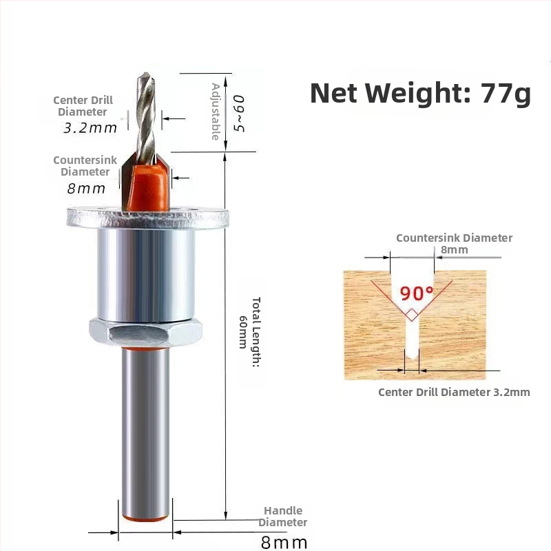 Дърводелско сплавно стъпково свредло с конусно дупчене и потапяща глава за винтове