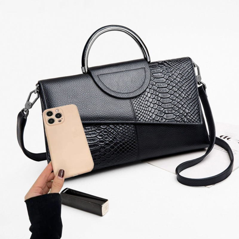PU odos krokodilo rašto clutch rankinė, horizontali kvadratinė forma, užtrauktukui atidarymas, vidinės kišenės: užtrauktuko kišenė ir telefono kišenė