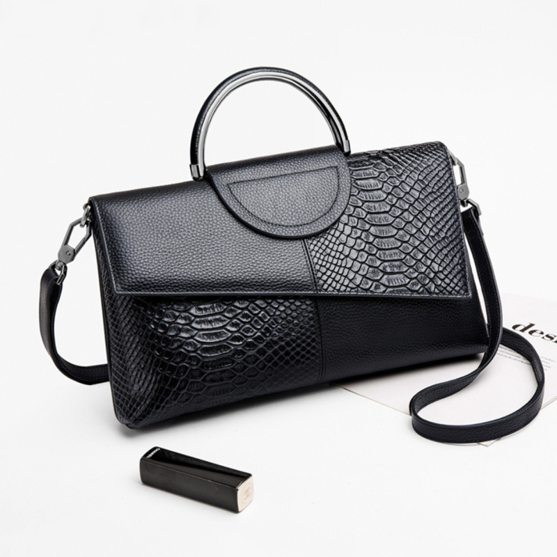 PU odos krokodilo rašto clutch rankinė, horizontali kvadratinė forma, užtrauktukui atidarymas, vidinės kišenės: užtrauktuko kišenė ir telefono kišenė