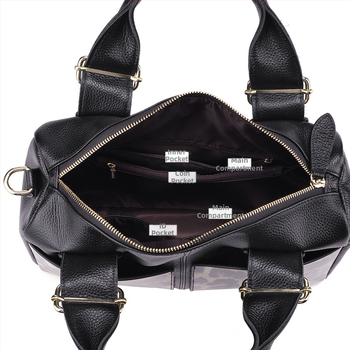 Dámska taška z pravej kože, leopard vzor, Boston štýl, vodorovný štvorcový tvar, polyesterová podšívka, na denné nosenie