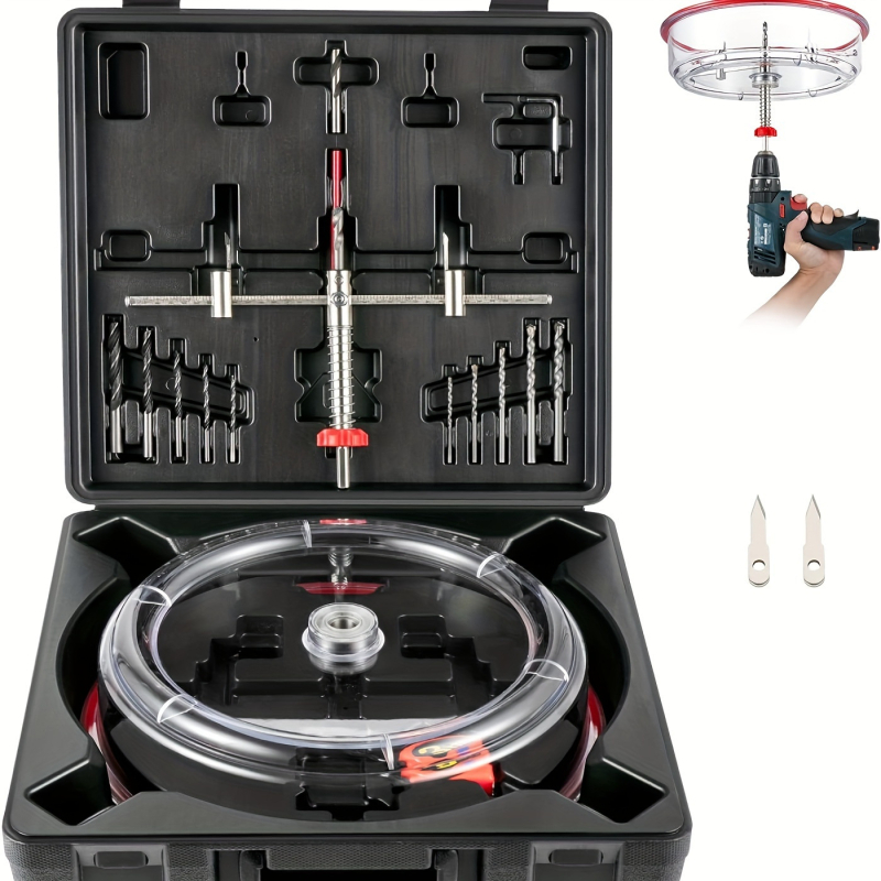 Дърводелски регулируем комплект за пробиване на отвори с прахозащита; свредла за дърво (винтови); част от серия Airplane opening set; диаметри/дължини 40-200-300; тегло 2,9–3,9 кг