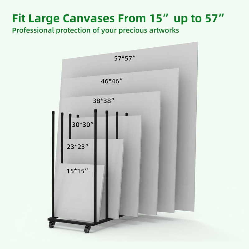 Разтегателна стойка от въглеродна стомана за рисувални дъски и художествени произведения — вертикална подова конструкция, 1 етаж, за съхранение и експониране в дневната