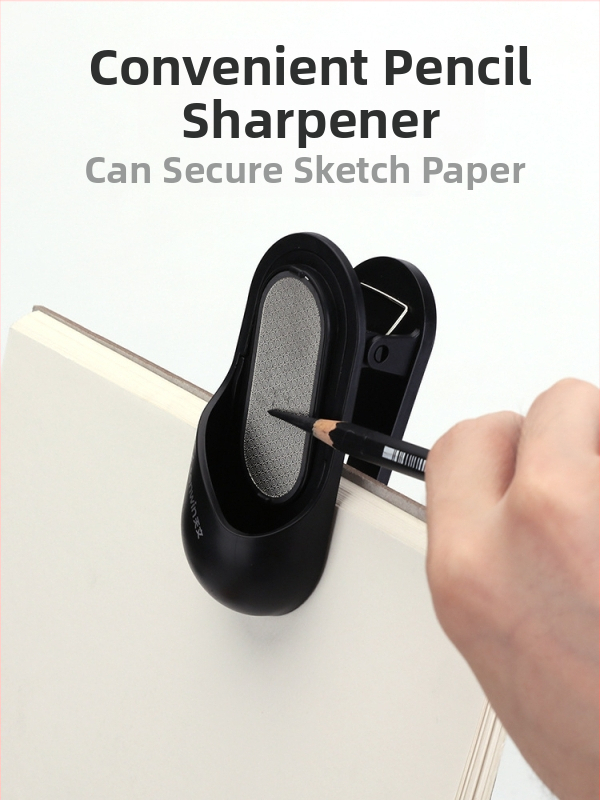 Острилка за молив с шлайфане на графит, двустранна шкурка, ръчно задвижване, пластмасово тяло, геометричен стил