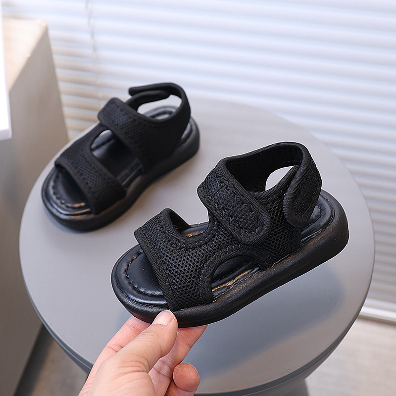 Unisex vaikų paplūdimio sandalai Korėjos stiliaus, viršus iš audinio, PVC padas, Velcro užsegimas