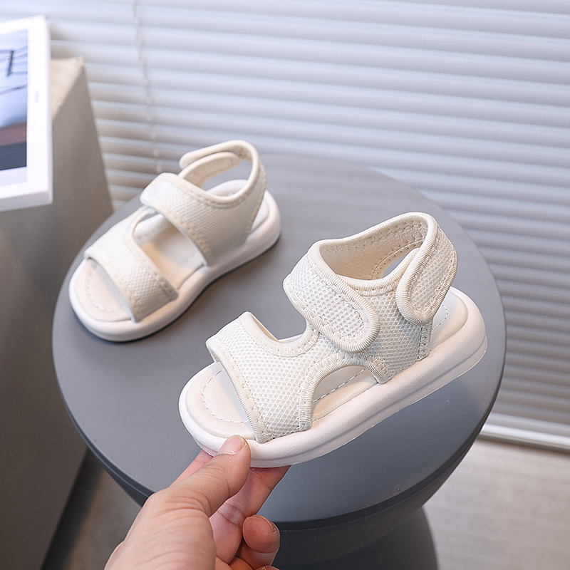 Unisex vaikų paplūdimio sandalai Korėjos stiliaus, viršus iš audinio, PVC padas, Velcro užsegimas