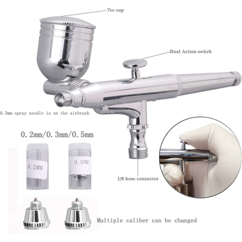 134K гравитационен аерограф с двойно действие за моделиране, боядисване и декорации (Материал: мед; Макс. налягане 30; Макс. поток 10; Оптимално разстояние 50; Серия 134K)