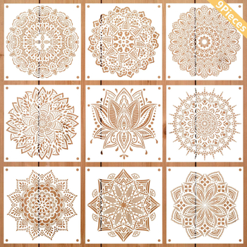 Mandala трафаретен шаблон за плочки, мебели и под от Rongyue Handmade, изработен от екологично чист пластмасов материал.