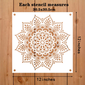 Mandala трафаретен шаблон за плочки, мебели и под от Rongyue Handmade, изработен от екологично чист пластмасов материал.