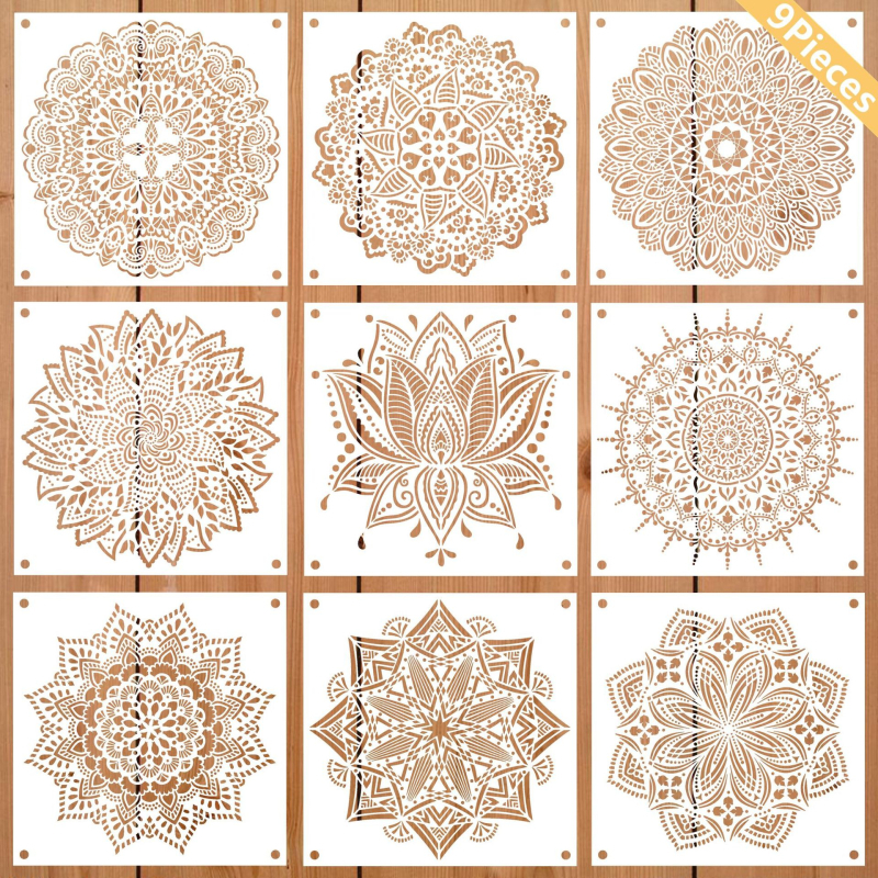Mandala šablons flīzēm, mēbelēm un grīdām, no Rongyue Handmade, videi draudzīgs plastmasas materiāls