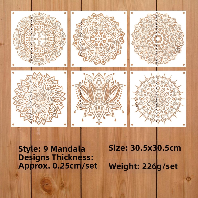 Mandala трафаретен шаблон за плочки, мебели и под от Rongyue Handmade, изработен от екологично чист пластмасов материал.