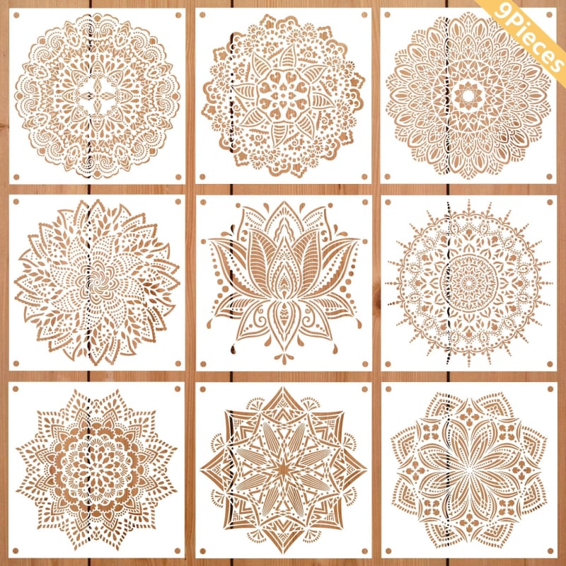Mandala трафаретен шаблон за плочки, мебели и под от Rongyue Handmade, изработен от екологично чист пластмасов материал.