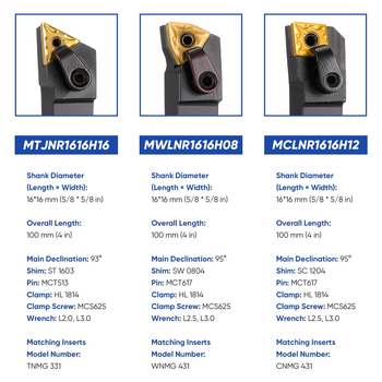 Индексиращ държач за токарни инструменти – комплект 3 бр. + 30 режещи вставки от твърда сплав, CNMG431/WNMG431/TNMG331, за токарен станок, покрит