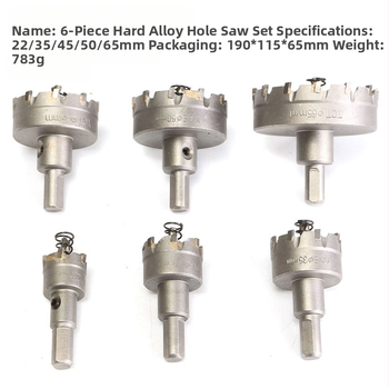 6-членен комплект пробивни инструменти от твърда сплав и неръждаема стомана за метални плочи