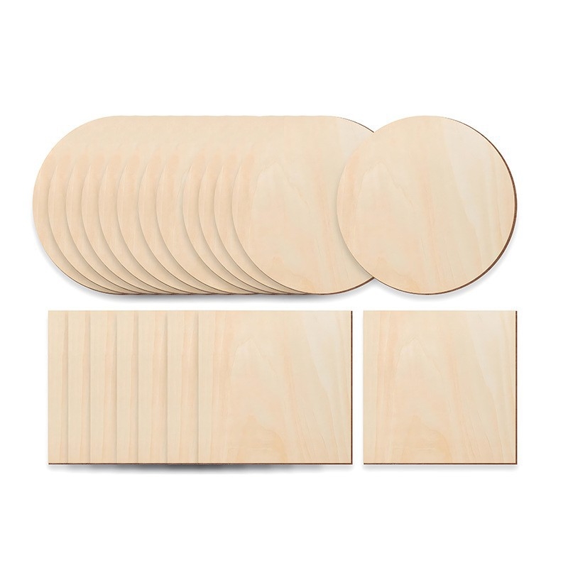 Ръчно изработена дървена украса от махагон — кръгли и квадратни дървени резки, ръчно рисувана и пирографирана, персонализируема