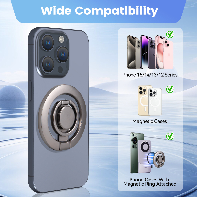 Shanshui MagSafe mágneses gyűrűtartó a telefonhoz, ötvözet, 360° forgás, összecsukható, univerzális