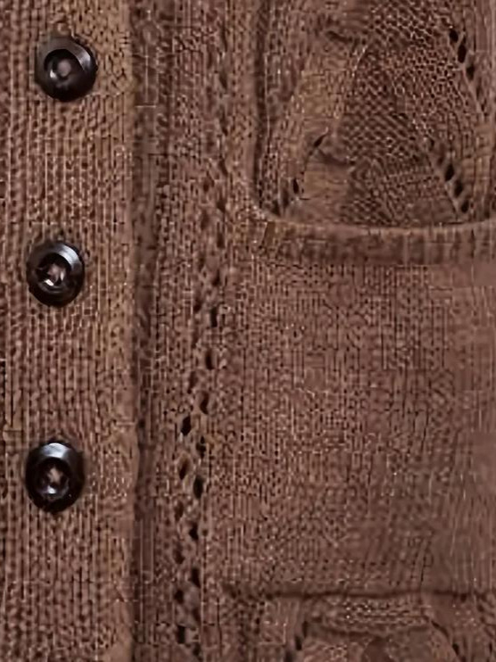 Naiste kootud vest V-kaelusega, Derong kangas, Polüester 95%+, Ees nuppude rida, Pikkus 50–65 cm