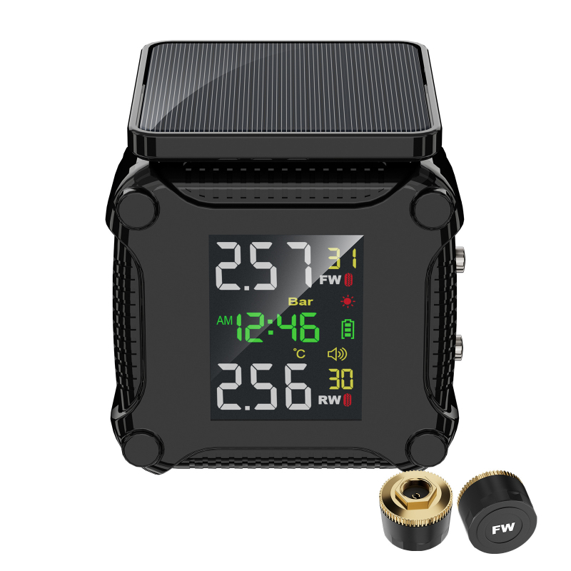 Išorinis motociklo padangų slėgio stebėjimo jutiklis, saulės energija, modelis M9, skaitmeninis ekranas, aukšta tikslumas, dviejų ratų transporto priemonėms