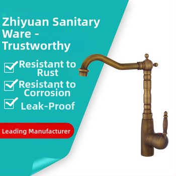 Visiškai varinis praustuvo čiaupas, Europos stiliaus senovinis dizainas, su pasukamu snapu, skirtas staliniam ir po staliniu įrenginiui (Medžiaga: varis; Funkcija: maišytuvas; Montavimas: ant stalviršio; Įėjimo/išėjimo vamzdžio skersmuo: 6; Vožtuvo sėdimos