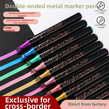 Dvipusis metalinis akrilo markeris, atsparus vandeniui, neblunka, didelės talpos