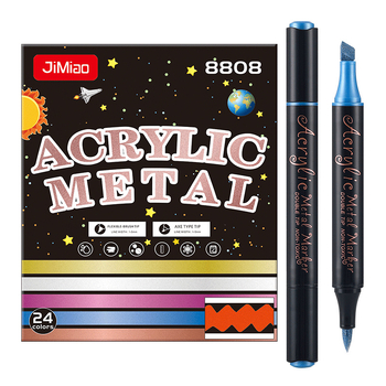 Dvipusis metalinis akrilo markeris, atsparus vandeniui, neblunka, didelės talpos