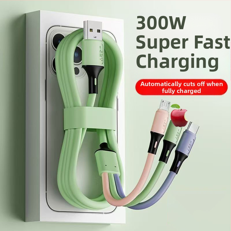 Dátový kábel 3-v-1 s rýchlym nabíjaním: Lightning, Micro USB, USB-C – výstup 3A