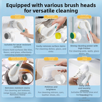 Ασύρματη ηλεκτρική βούρτσα καθαρισμού 5-σε-1 με μακριά λαβή για μπάνιο, τουαλέτα και πατώματα