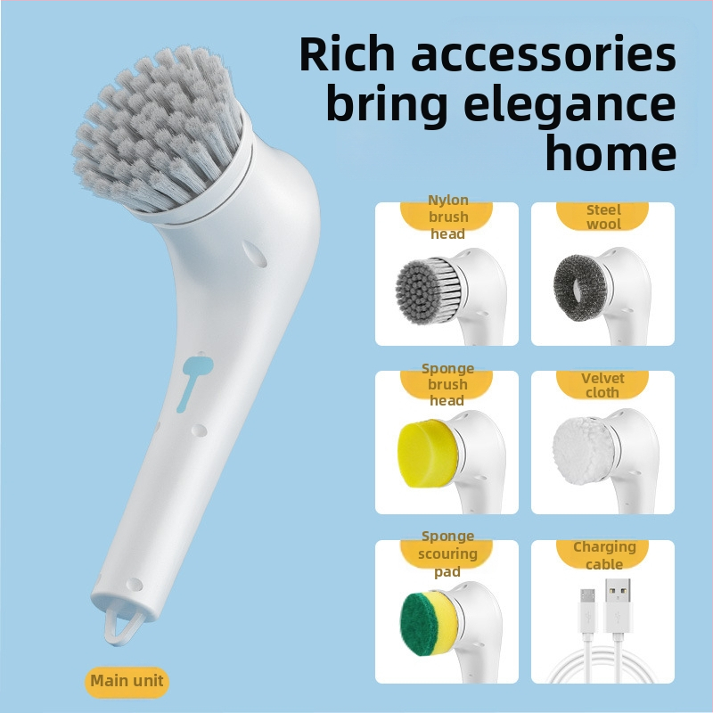 5v1 Bezdrôtová elektrická čistiaca kefka s dlhým ramenom pre kúpeľňu, toaletu a podlahy