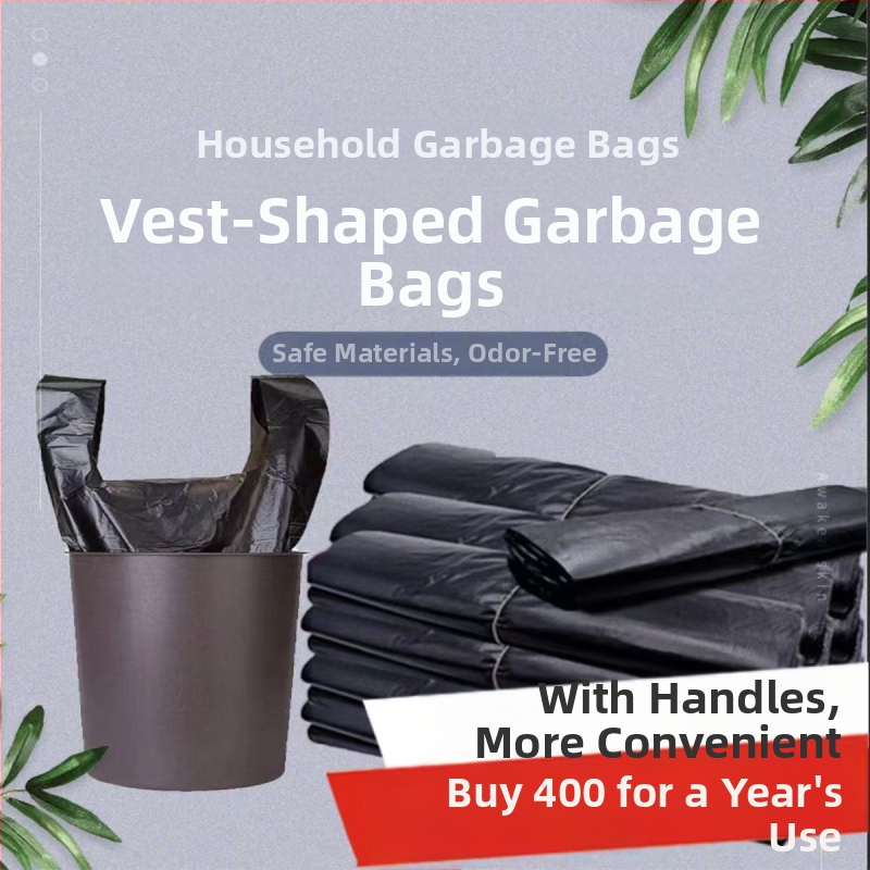 Jednorazové tašky na odpadky, čierne, v štýle vesty, pre domáce použitie, kuchyne a internátu, hrubé a odolné, HDPE, 10 000 kusov