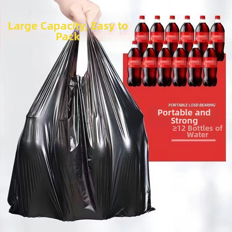 Jednorazové tašky na odpadky, čierne, v štýle vesty, pre domáce použitie, kuchyne a internátu, hrubé a odolné, HDPE, 10 000 kusov