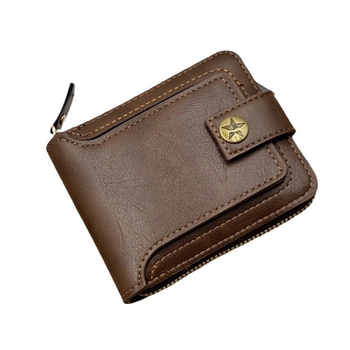 Мъжки портфейл от PU кожа със заключване, ретро стил, едноцветен модел, подплата полиестер, печатано лого