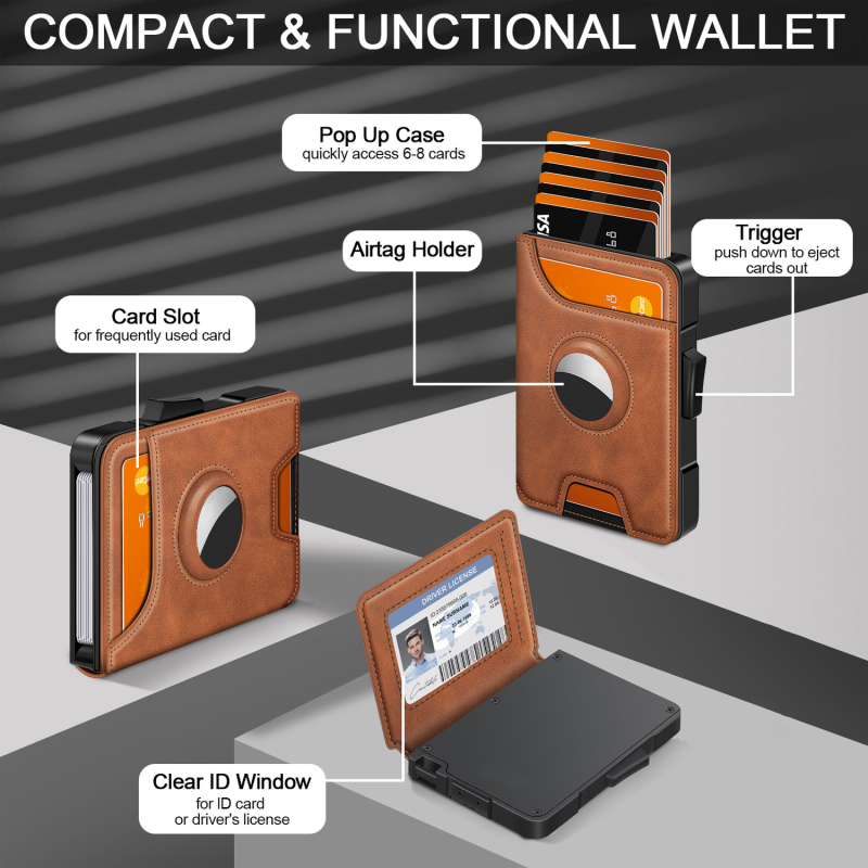 Uniseks futrola za kreditne kartice s karbonskim uzorkom, preklopno zatvaranje, velika kapaciteta, anti-magnetno, unutarnja aluminijska podstava