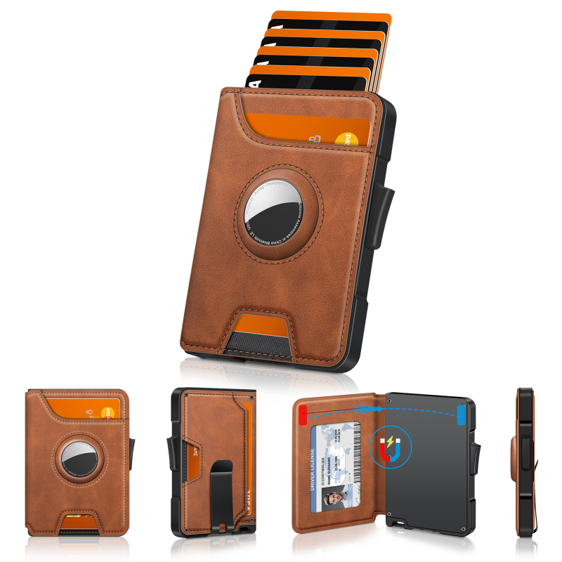 Uniseks futrola za kreditne kartice s karbonskim uzorkom, preklopno zatvaranje, velika kapaciteta, anti-magnetno, unutarnja aluminijska podstava