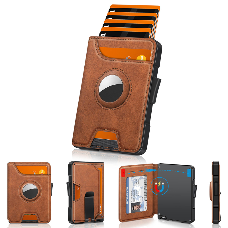 Uniseks futrola za kreditne kartice s karbonskim uzorkom, preklopno zatvaranje, velika kapaciteta, anti-magnetno, unutarnja aluminijska podstava