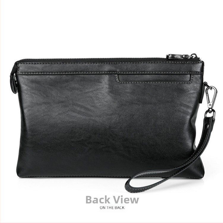 Мъжки PU кожен клъч — голям капацитет, принт с букви, подплата от полиестер, ежедневна употреба