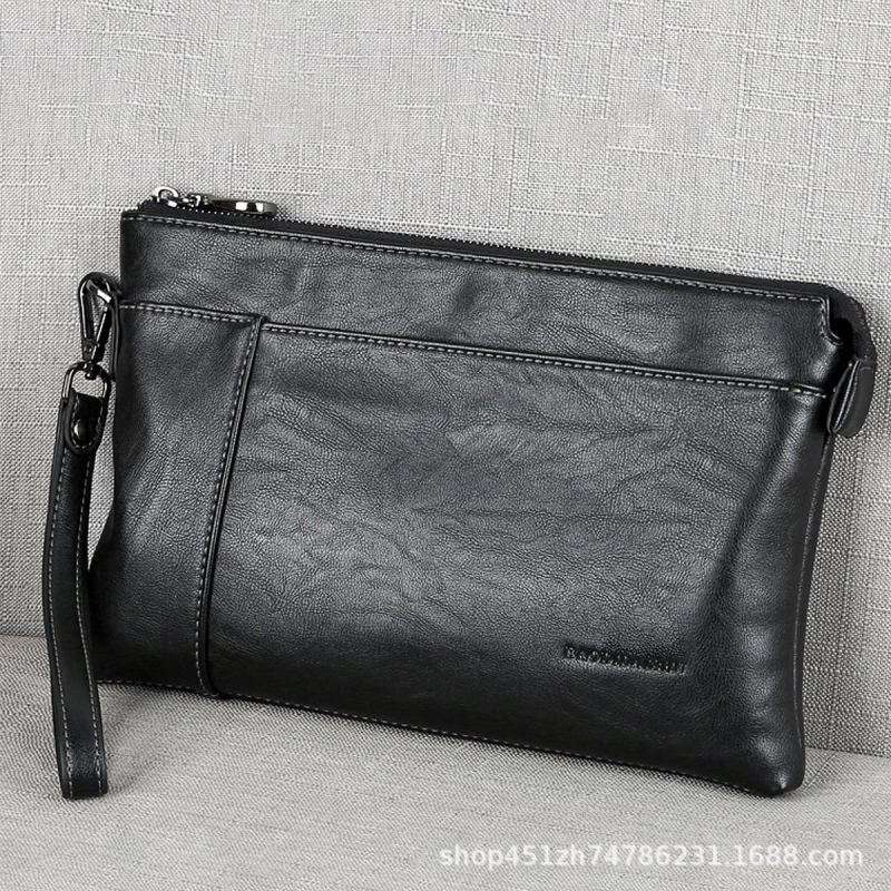 Pánska PU kožená clutch taška – veľká kapacita, vzor s písmenami, podšívka z polyesteru, každodenné použitie