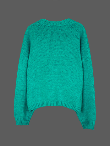 Pleteni kardigan-svijet s V izrezom, dugi rukavi, poliester, slobodan kroj, duljina 50–65 cm, japansko-korejski ležerni stil