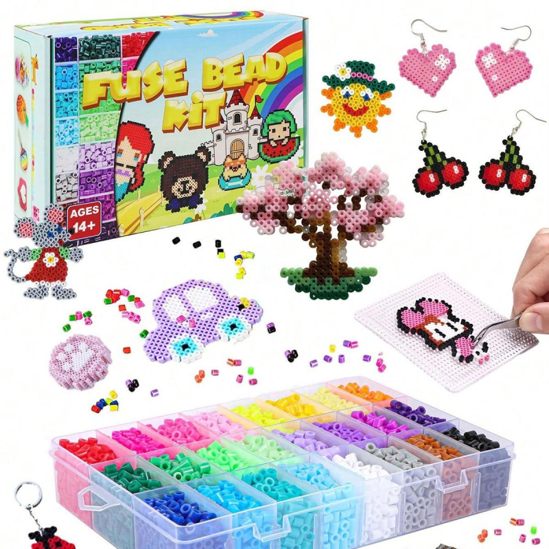 DIY комплект за Hama мъниста – фюжън, пластмасов материал; опаковка цветна кутия; подходящ за 14+ години; категория: плоски панели