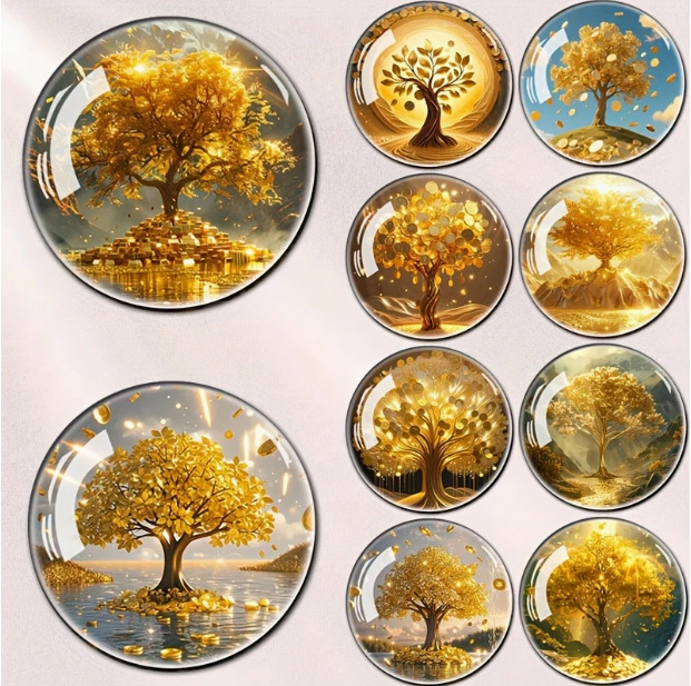 Γυάλινος μαγνητής ψυγείου με σχέδιο Money Tree – μοντέρνος στυλ, κατάλληλο δώρο