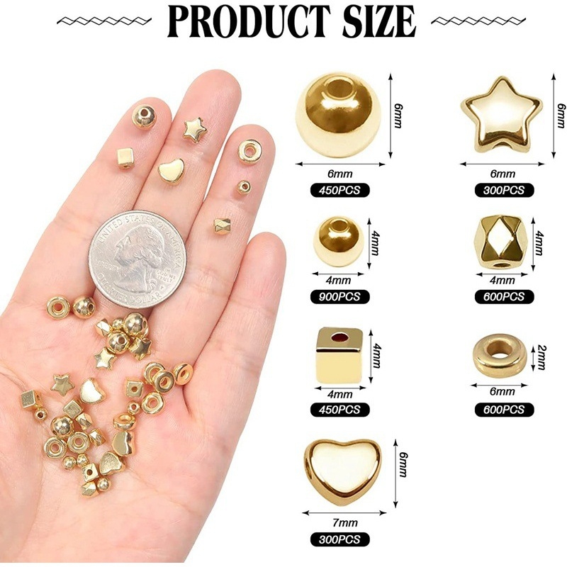 DIY set perli: 3600 perli u obliku srca i petokrake zvijezde, 7 razdjelnih perli za narukvicu, plastika/smola