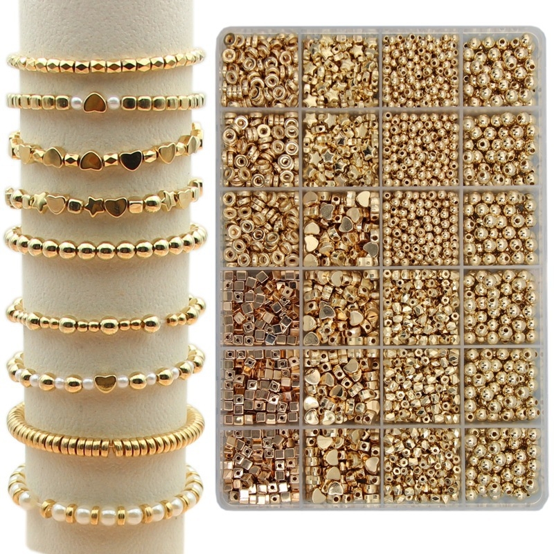 DIY set perli: 3600 perli u obliku srca i petokrake zvijezde, 7 razdjelnih perli za narukvicu, plastika/smola