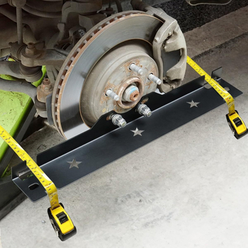 Nem újratölthető kerék-állítási eszköz akasztónyílásokkal, fém toe-állító lemez, univerzális, snap-on rögzítés