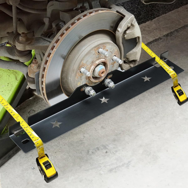 Nem újratölthető kerék-állítási eszköz akasztónyílásokkal, fém toe-állító lemez, univerzális, snap-on rögzítés