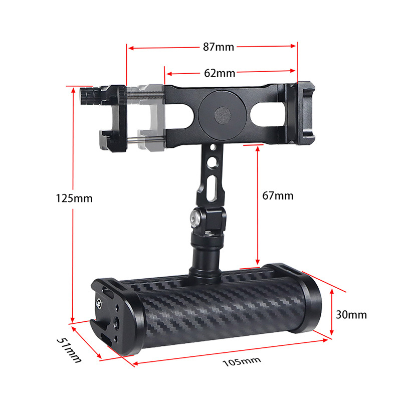 Αλουμινένια λαβή για κινητή φωτογράφηση με περιστροφή 360° (VLog), συμβατή με Apple, Huawei, Xiaomi, OPPO και άλλες συσκευές; μέγιστο φορτίο 2–5 kg.